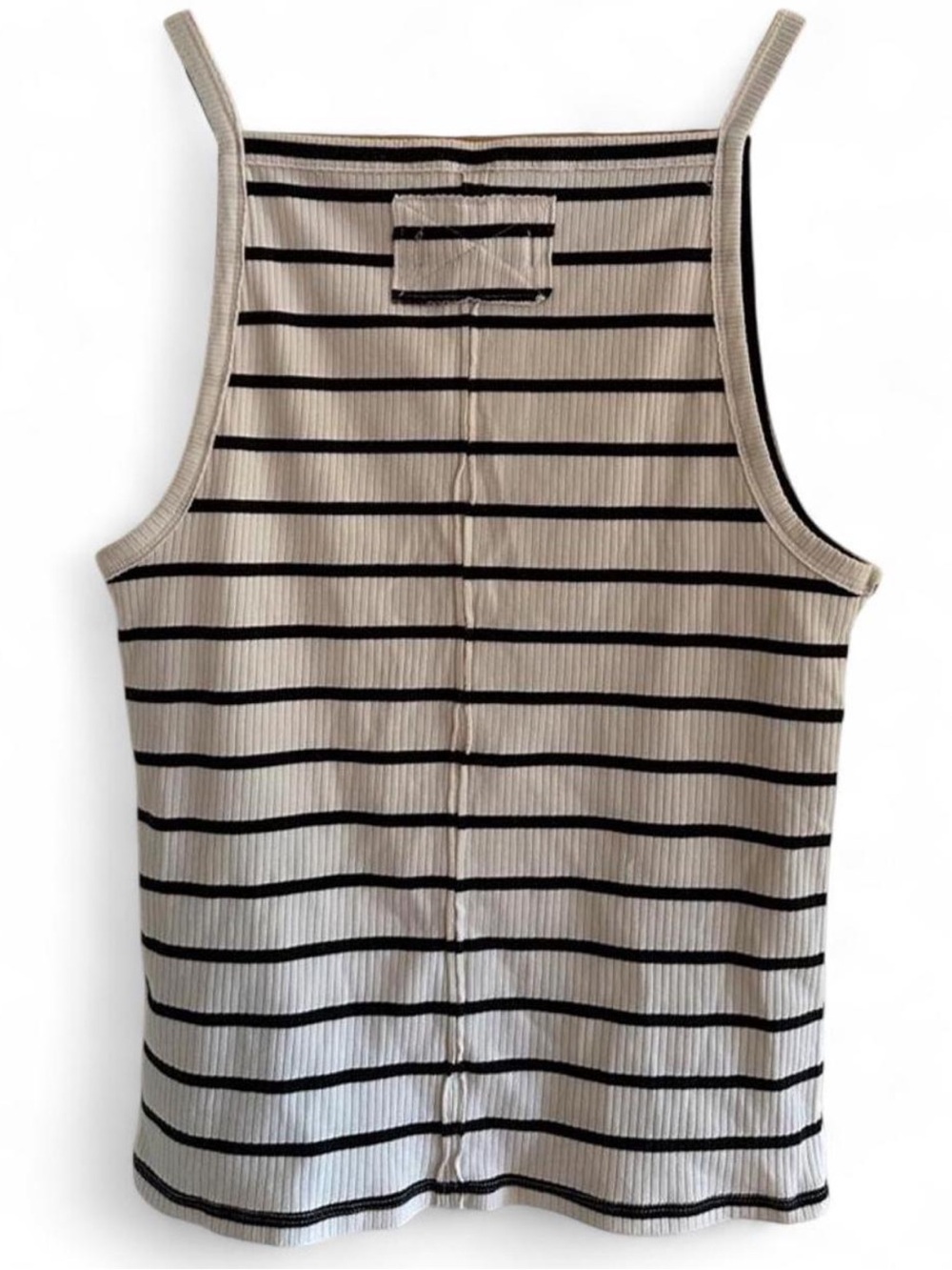 Free People We The Free Mia Striped Ribbed Tank Charcoal Ivory Size L 90s - Picture 3 of 8